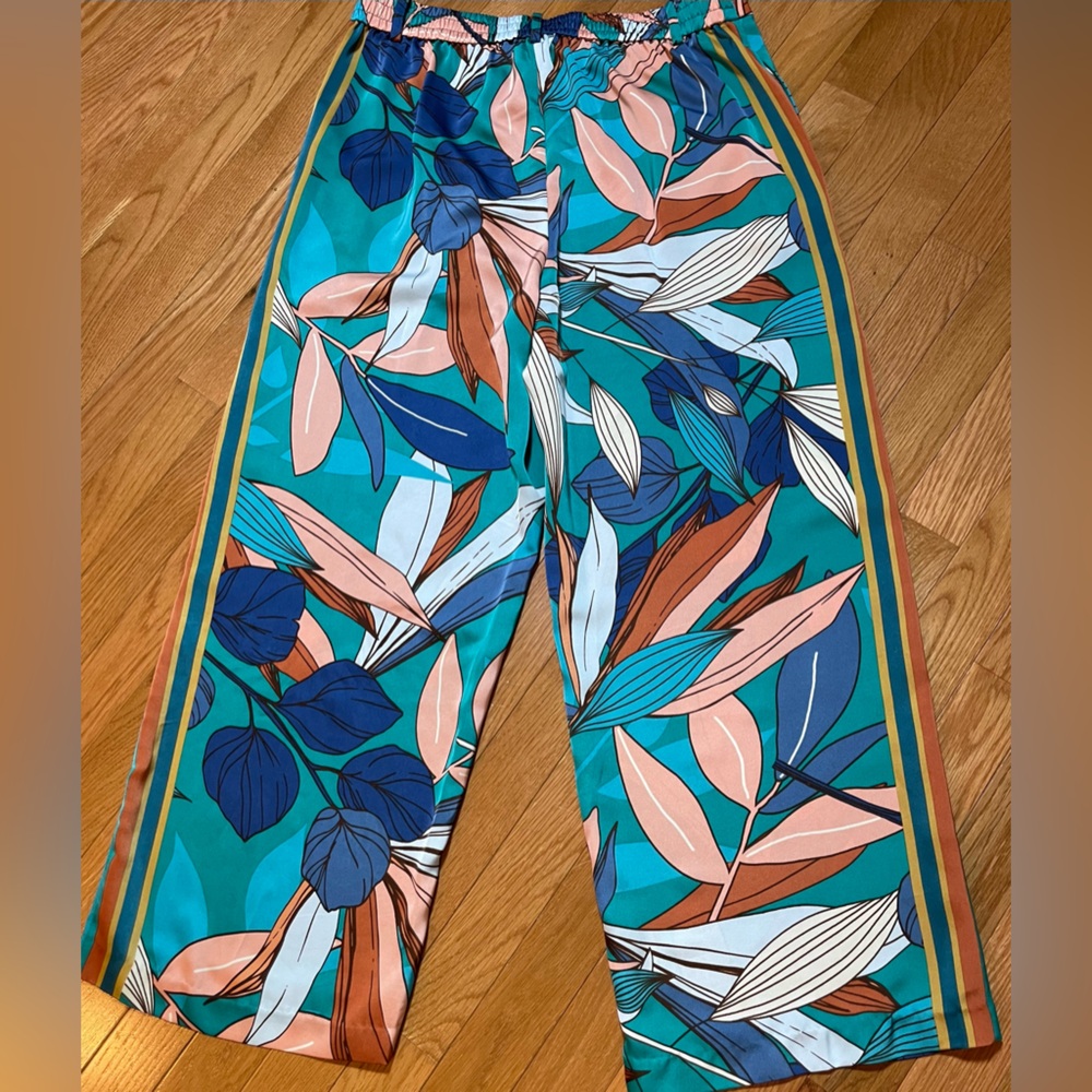 NWOT Two Piece Set - Nine West Jacket + Pants Tropical Leaf Print - Size Large - Picture 9 of 10